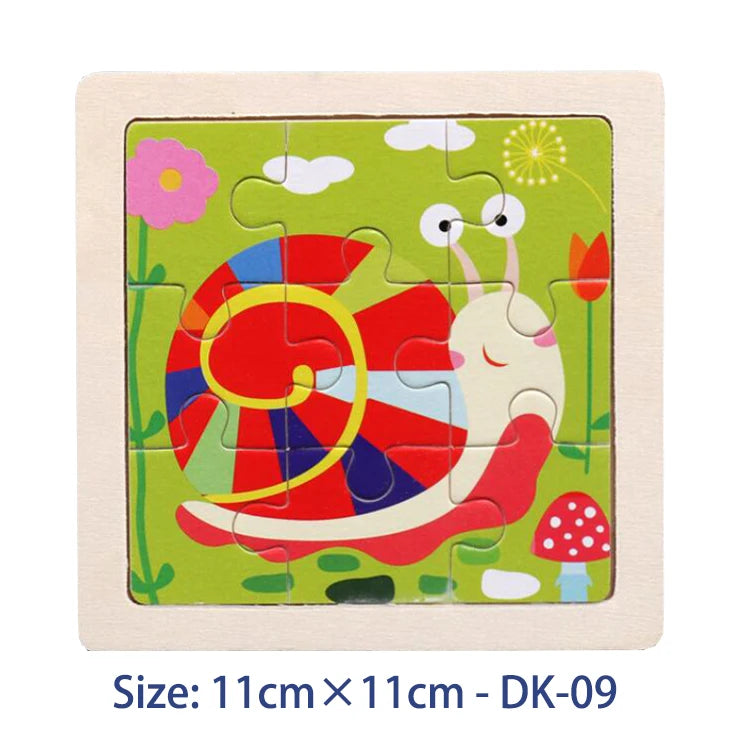 11cm/4.33in Kids Wooden Jigsaw Puzzle Games Cartoon Animal Vehicle Pattern Children Montessori Educational Toys Econic Blanks